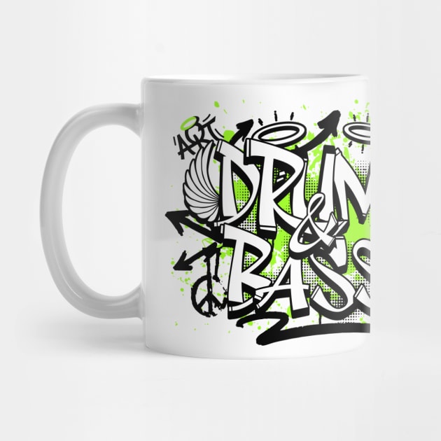 DRUM & BASS  - Graffiti Steez (Lime/black) by DISCOTHREADZ 